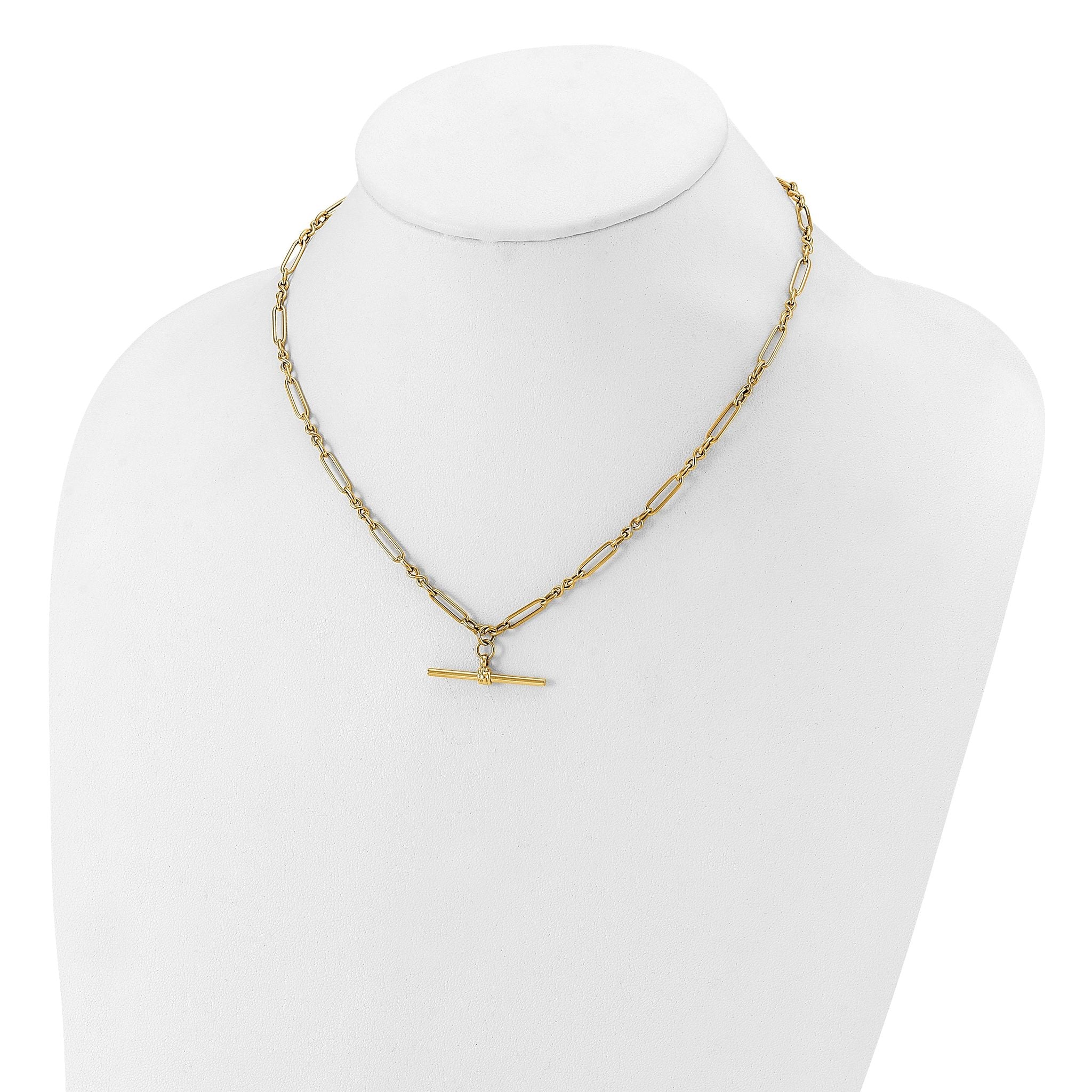 10K Polished Fancy Link Bar Necklace