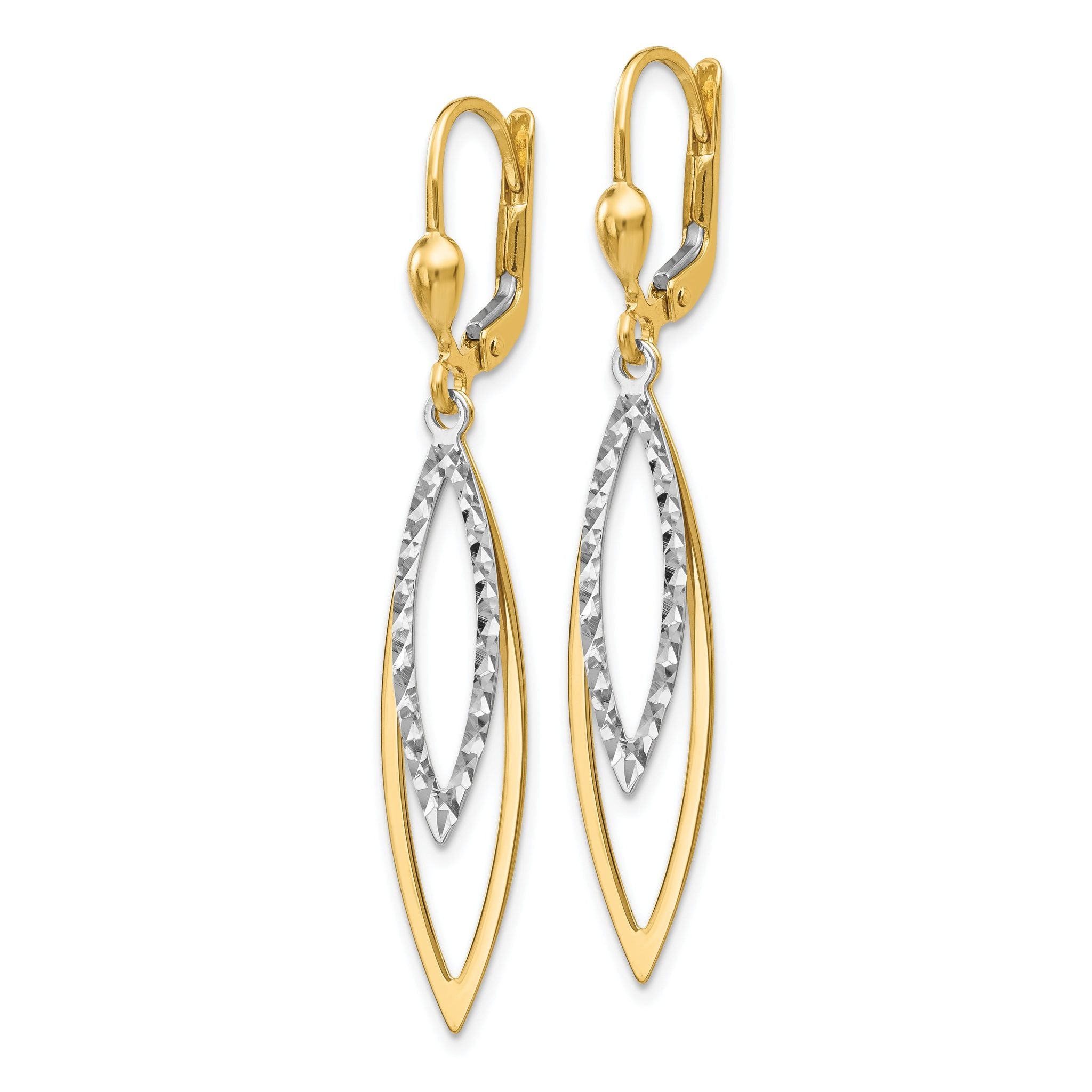 10k Two-tone Diamond-cut Leverback Earrings Secondary image