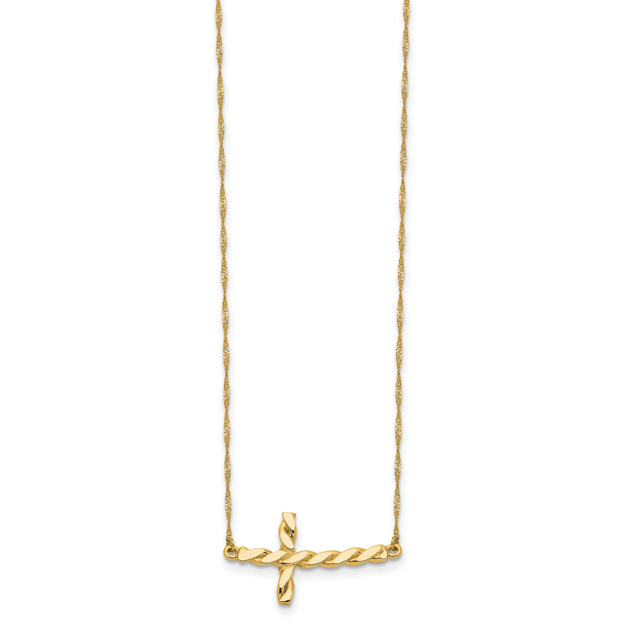 Sophia Jewelers 14K Gold Polished Twisted Cross Necklace 17 Elegant Rope Chain Secondary image