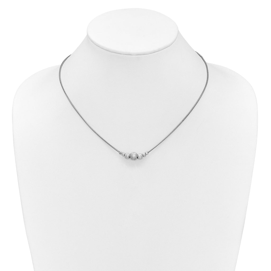 Sterling Silver Rhodium-Plated with Beads Necklace