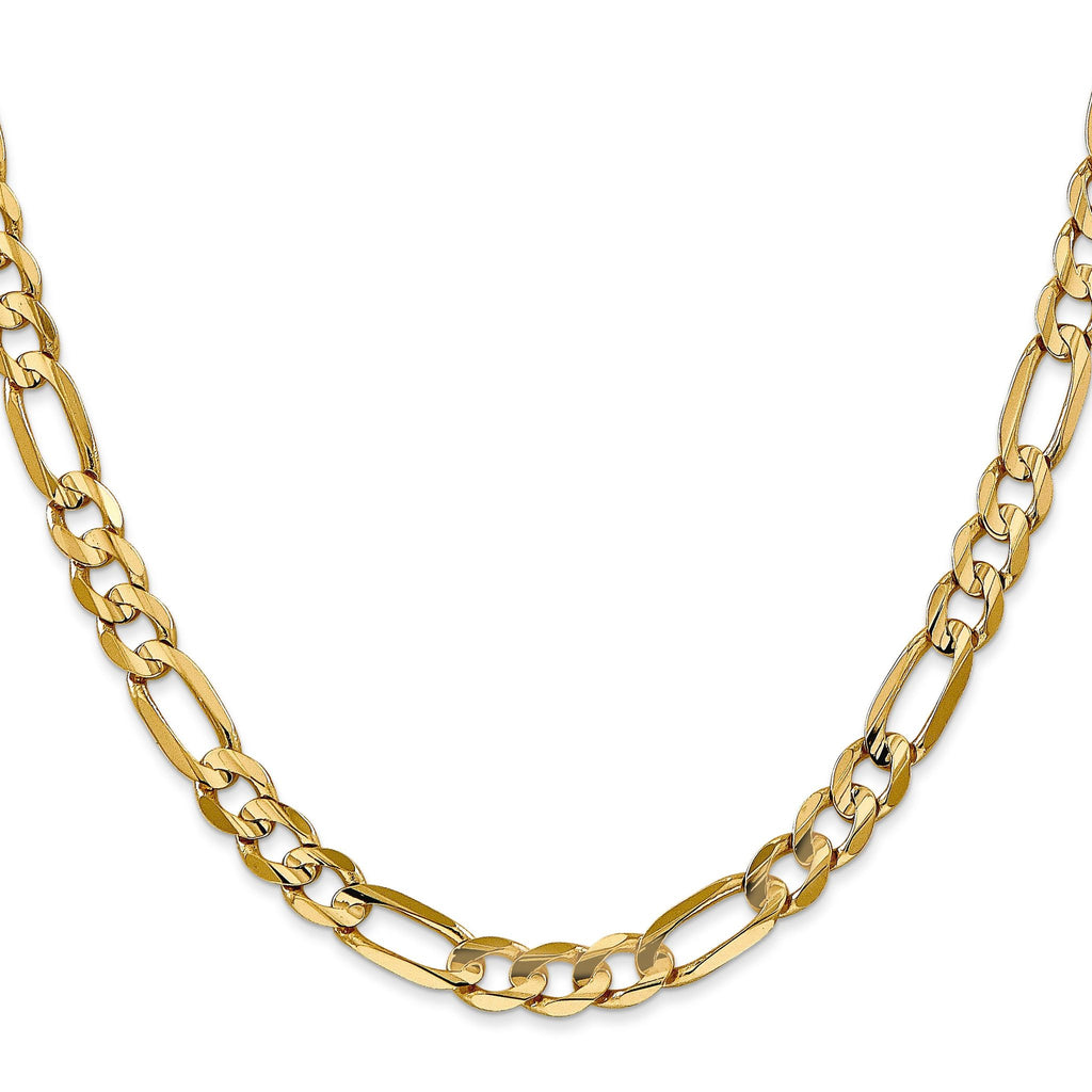 10K Yellow Gold Solid Figaro Chain Necklace 6mm
