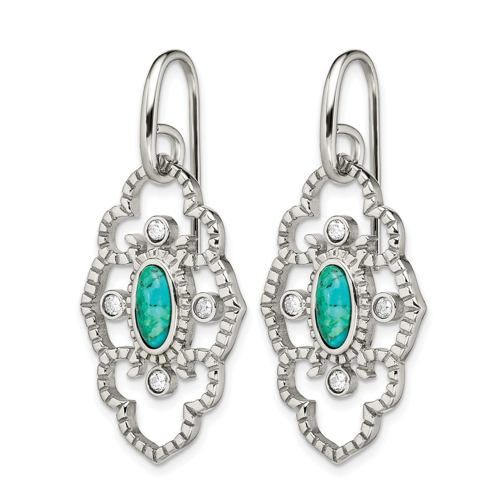 Stainless Steel Polished Cubic Zirconia Drop Dangle Earrings for Women