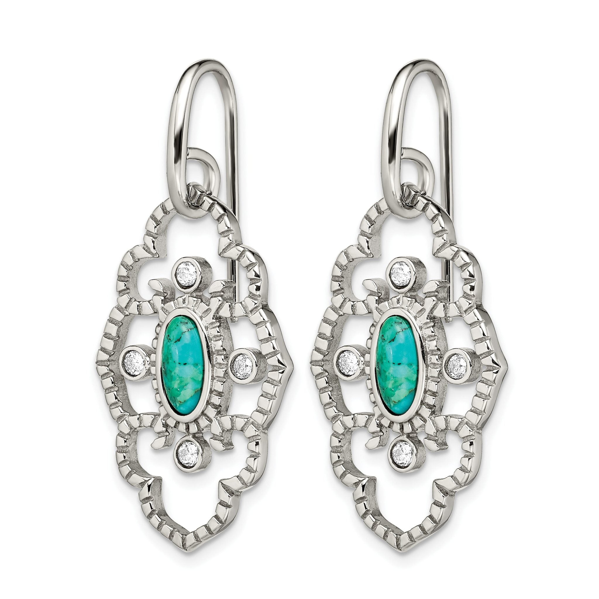 Stainless Steel Polished Cubic Zirconia Drop Dangle Earrings for Women