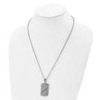Black CZ Dog Tag Necklace in Stainless Steel