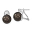 Majestik Sterling Silver Rhodium-Plated Black Pearl and CZ Earrings for Women