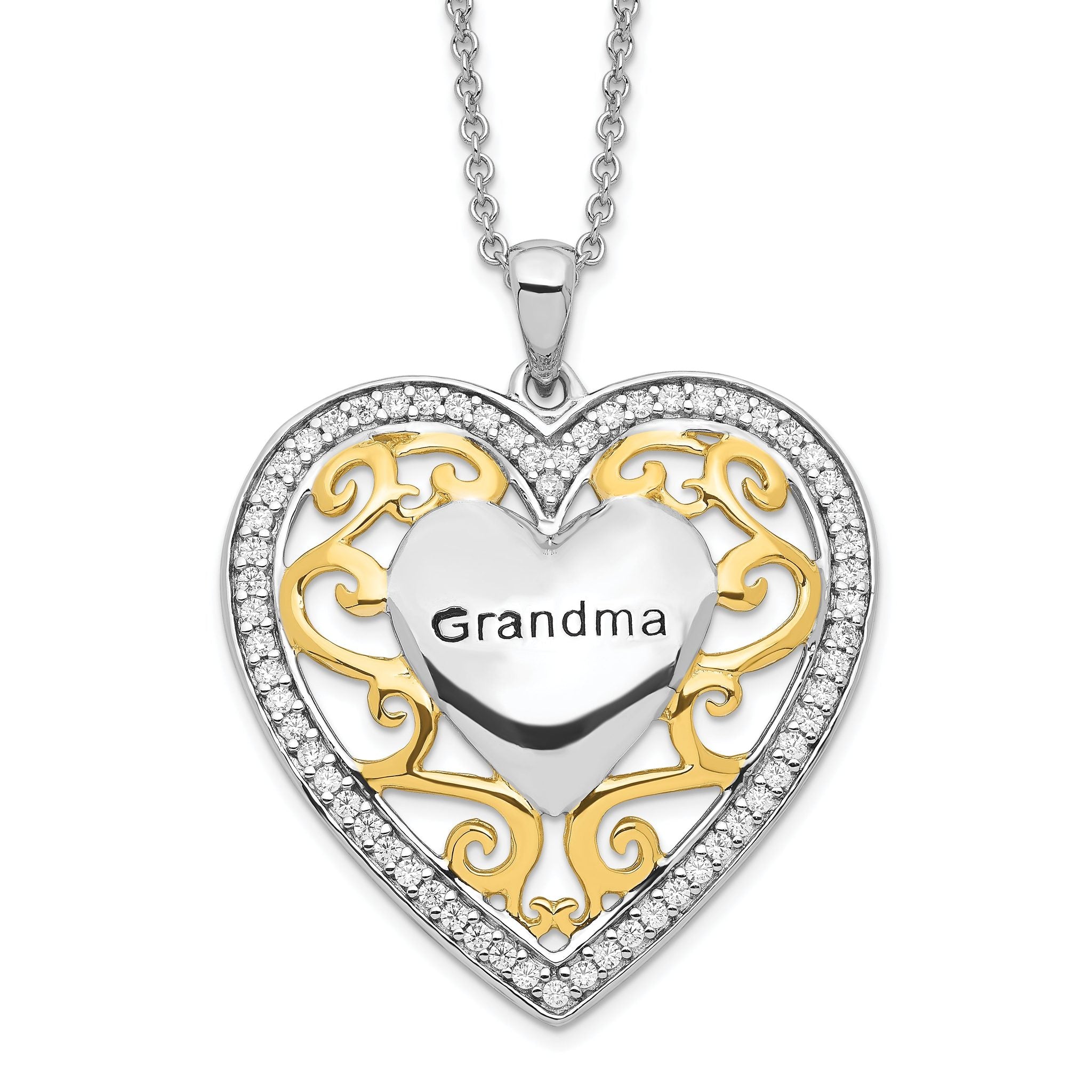 Sentimental Expressions Sterling Silver Gold-plated Grandma 18in Heart Necklace Main image