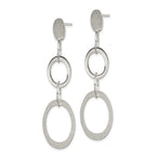 Sterling Silver Polished & Textured Circle & Oval Links Post Dangle Earring