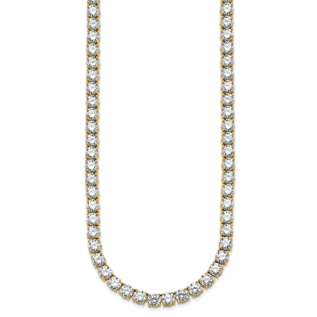 14k 56 1/4 carat Lab Grown Diamond VS+ F+ Complete Round 18 inch Straight Tennis Necklace