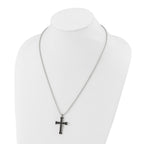 Chisel Titanium Polished Black IP-plated Laser Cut Cross 22 inch Necklace