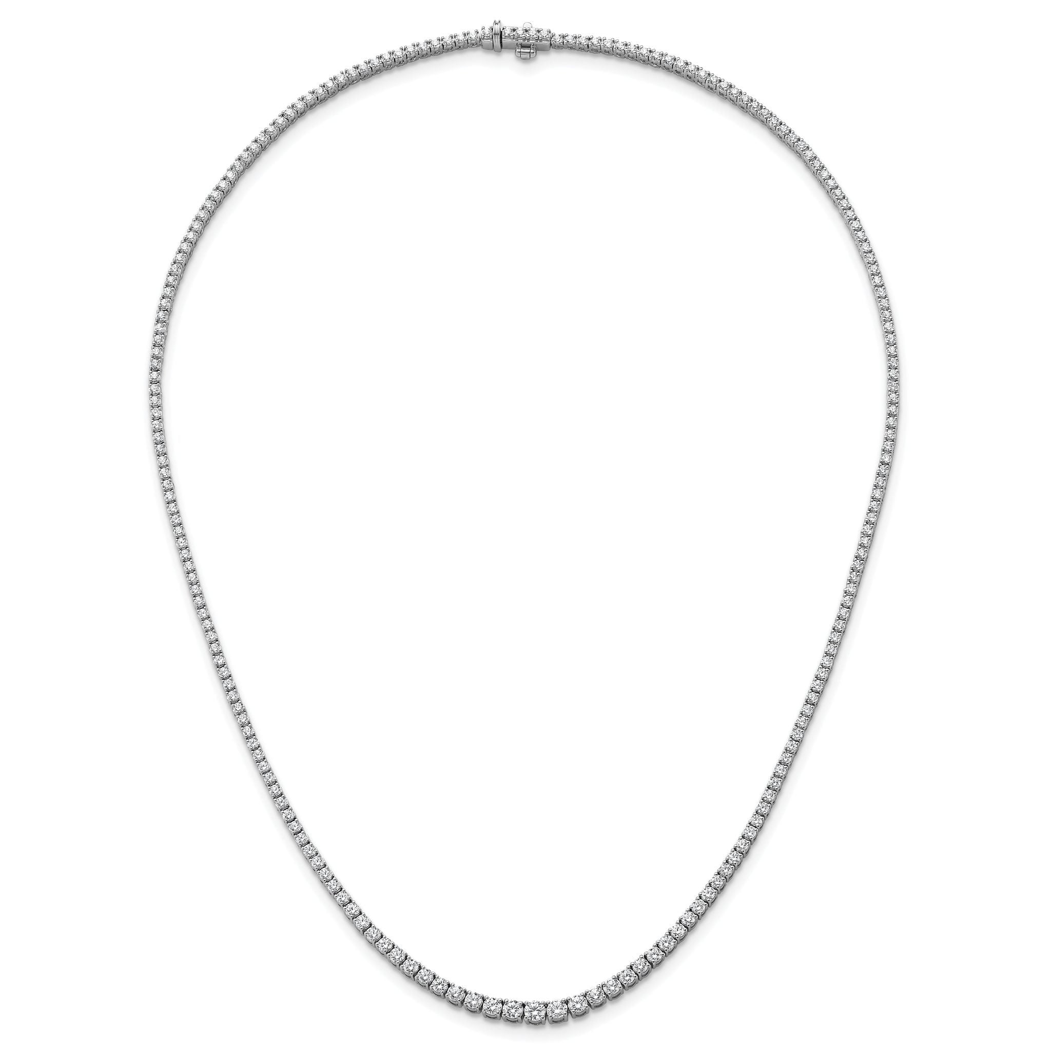 14k White Gold 5 3/8 carat Lab Grown Diamond VS/SI+ G+ Complete Round 18 inch Graduated Tennis Necklace