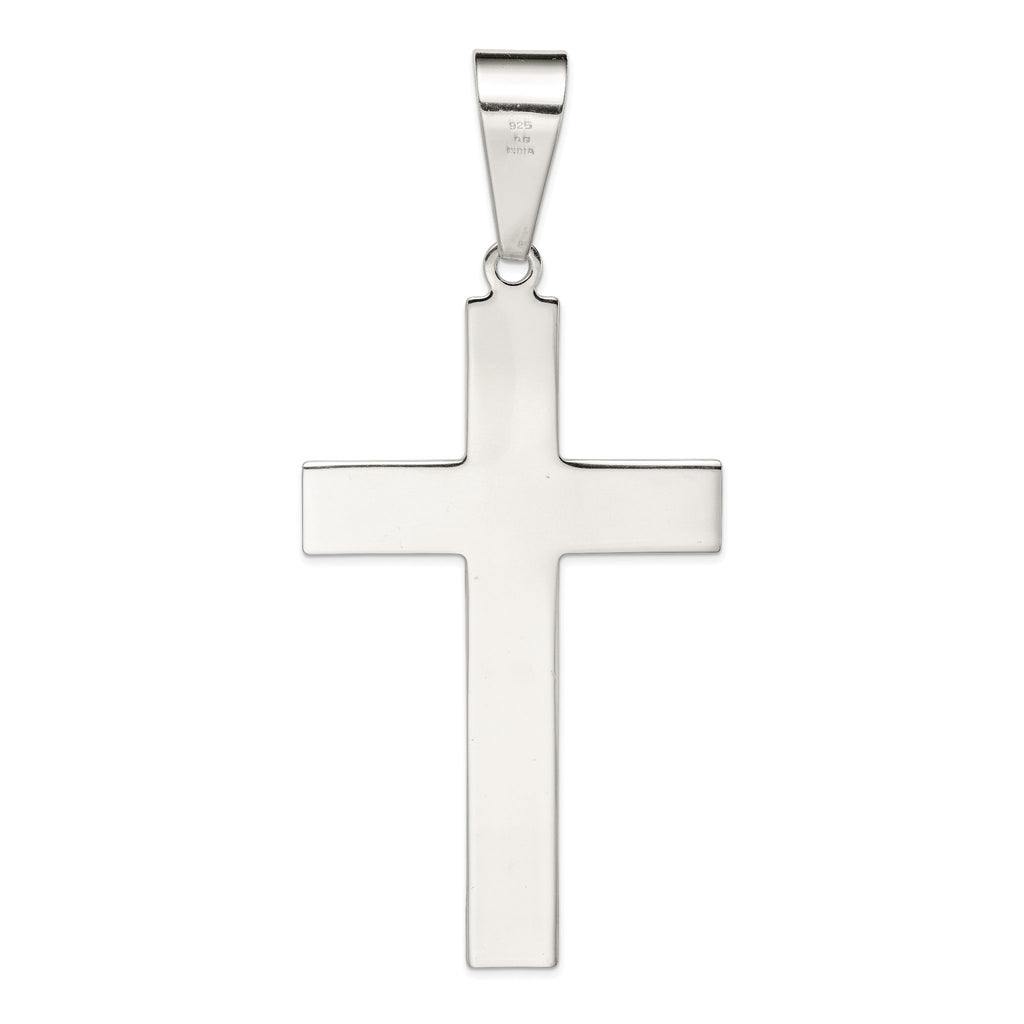 Sterling Silver 925 Polished Cross Pendant with Anti-Tarnish Finish