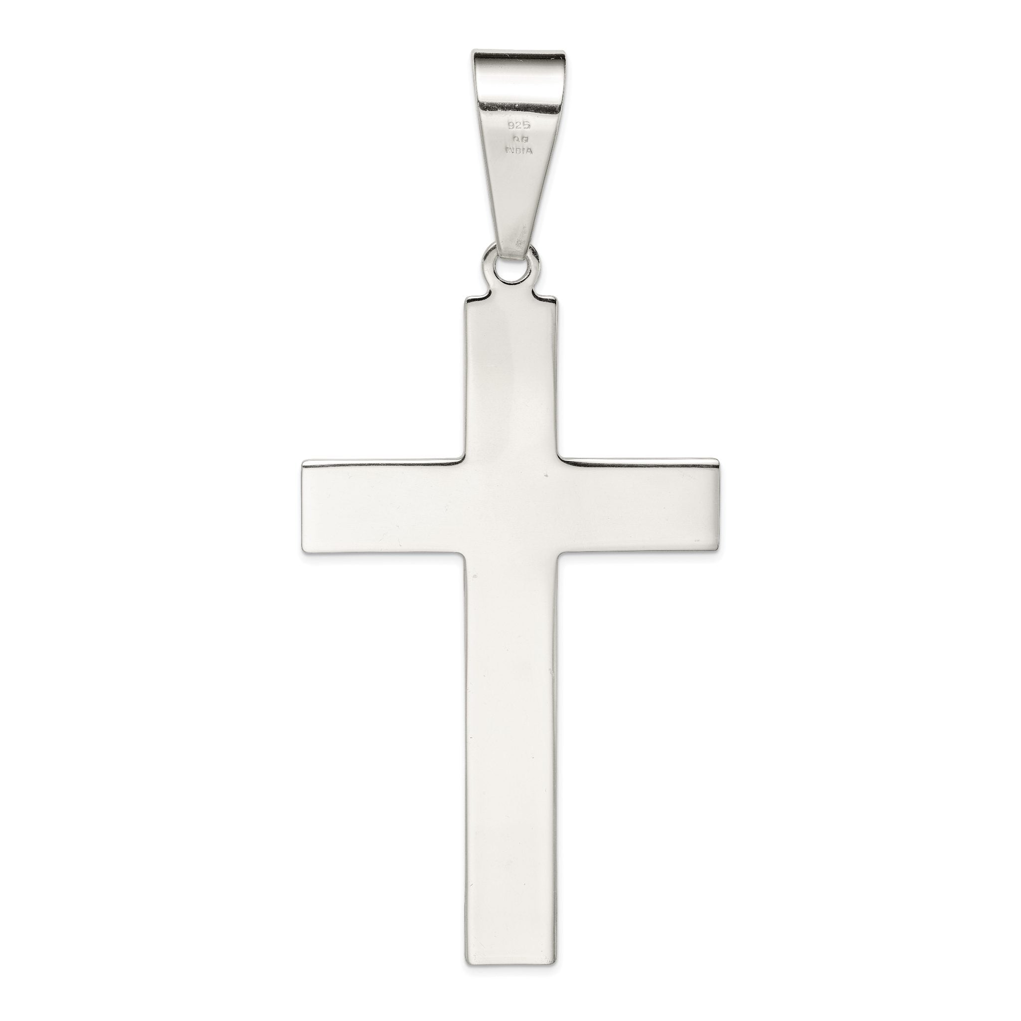 Sterling Silver 925 Polished Cross Pendant with Anti-Tarnish Finish
