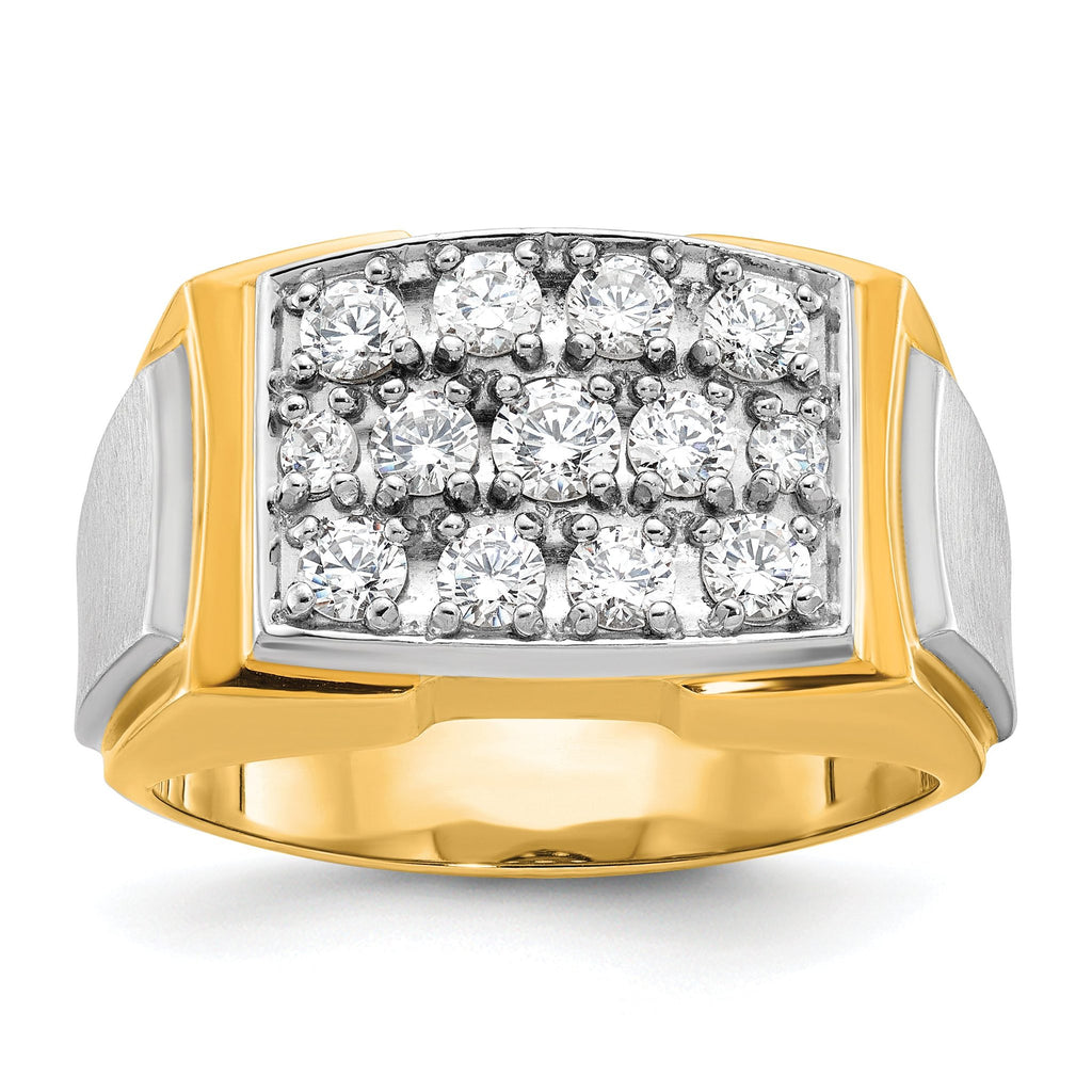 14k Two-tone Mens Polished and Satin Cluster Ring Mounting, Mounting Only