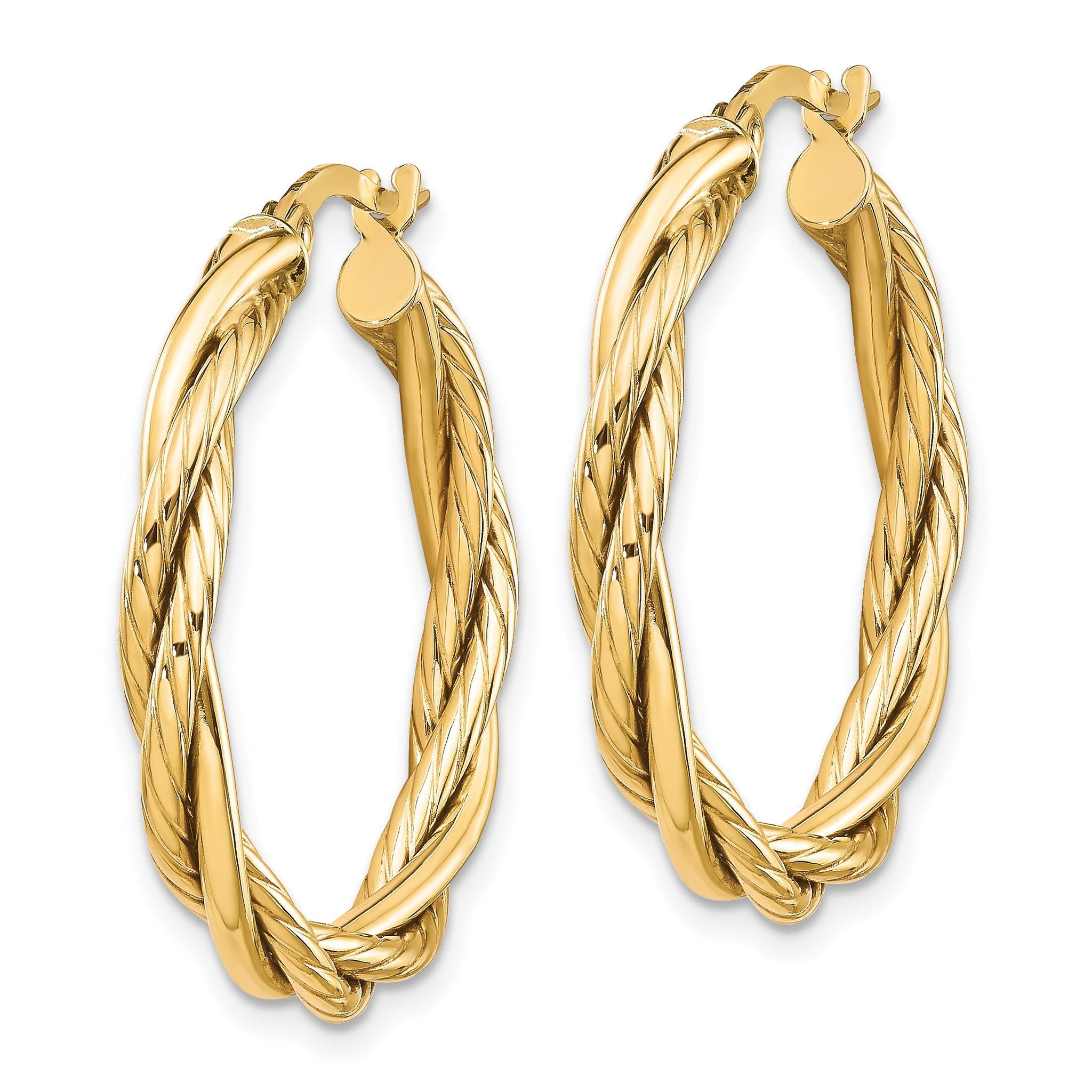 10K Polished Twisted Hoop Earrings Secondary image