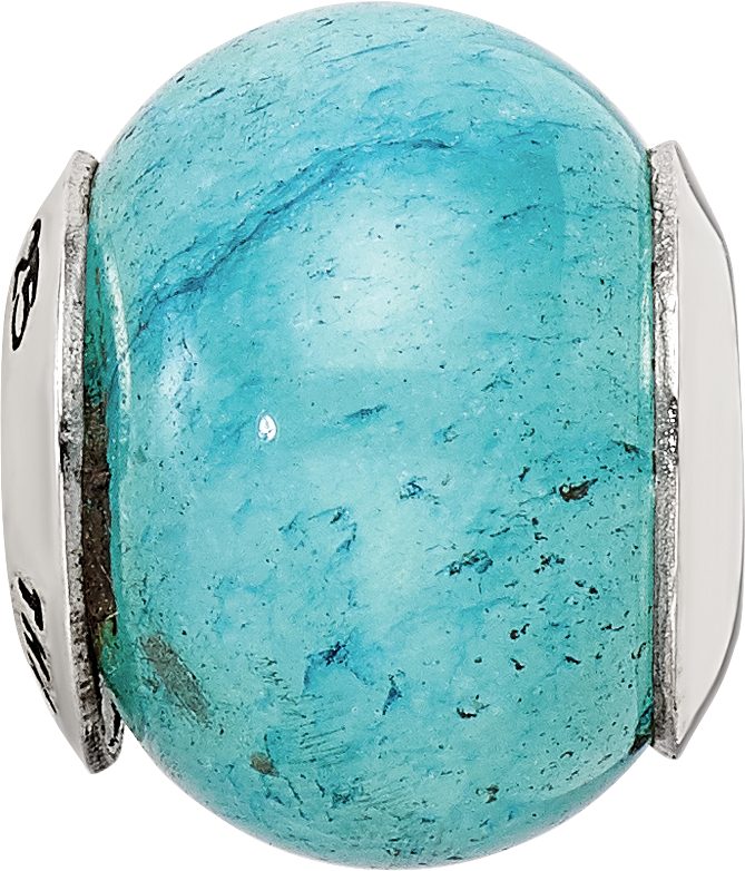Sterling Silver Aventurine Stone Bead with Cracked Blue Finish Polished Elegant Craftsmanship