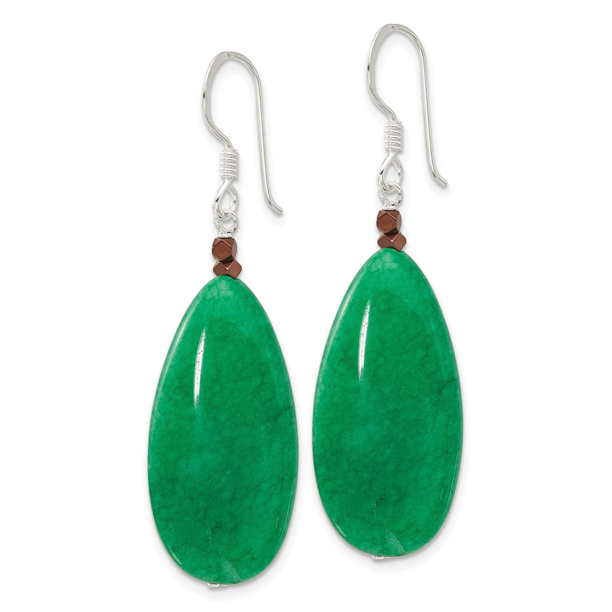 Sterling Silver Green Jade/Hematite Bronze Color Base Metal Earrings Secondary image