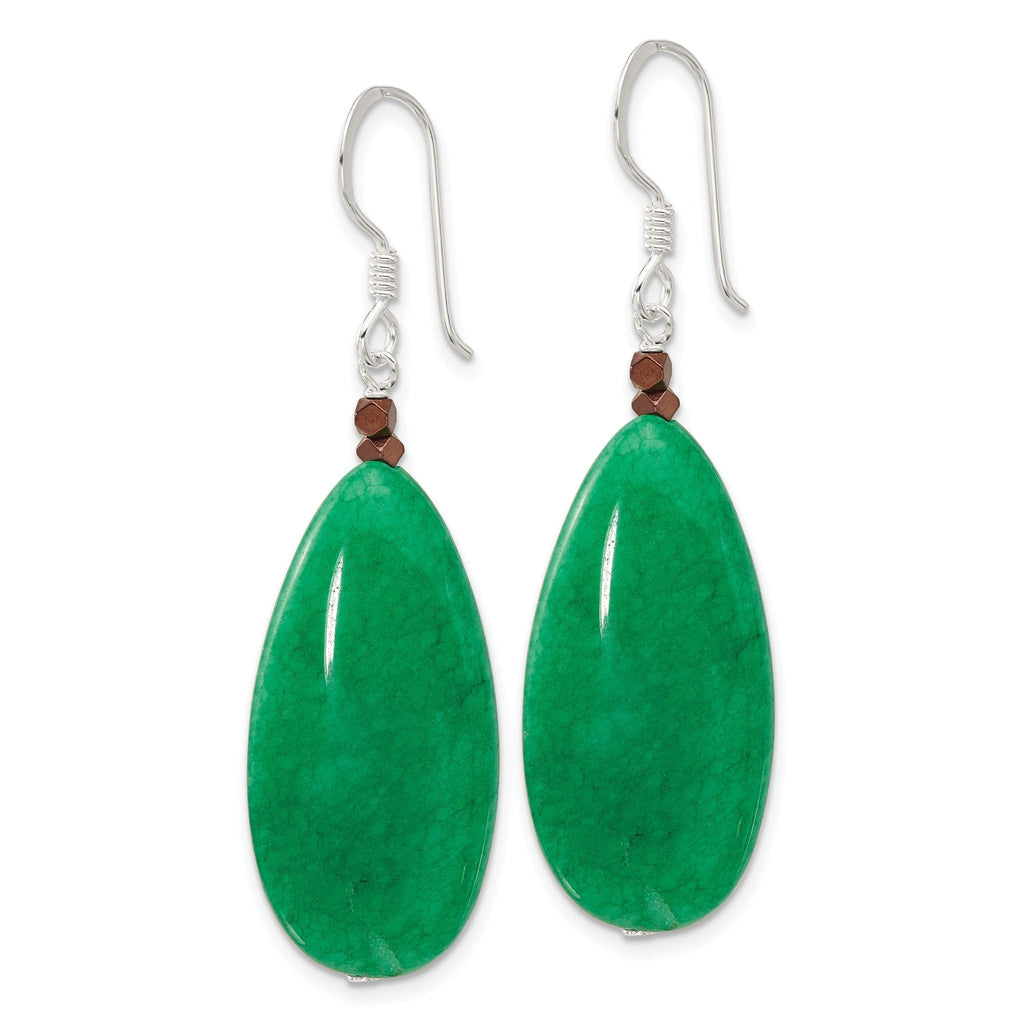 Sterling Silver Green Jade/Hematite Bronze Color Base Metal Earrings