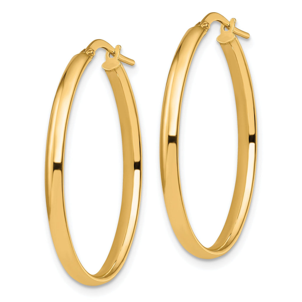 10K Gold Polished Oval Hoop Earrings with Hollow Design  Elegant and Lightweight