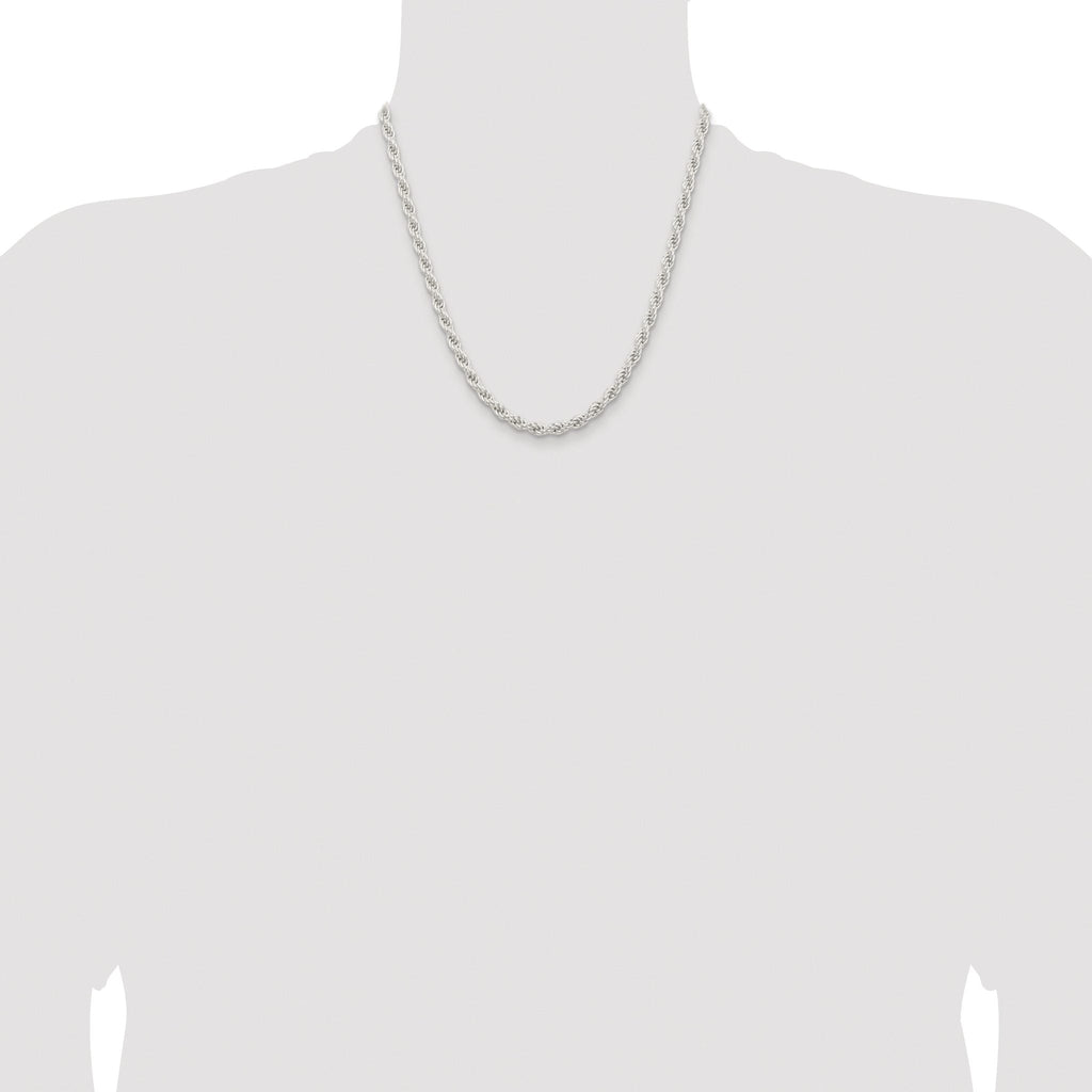 Sterling Silver Rhodium-plated 5mm Solid Rope Chain