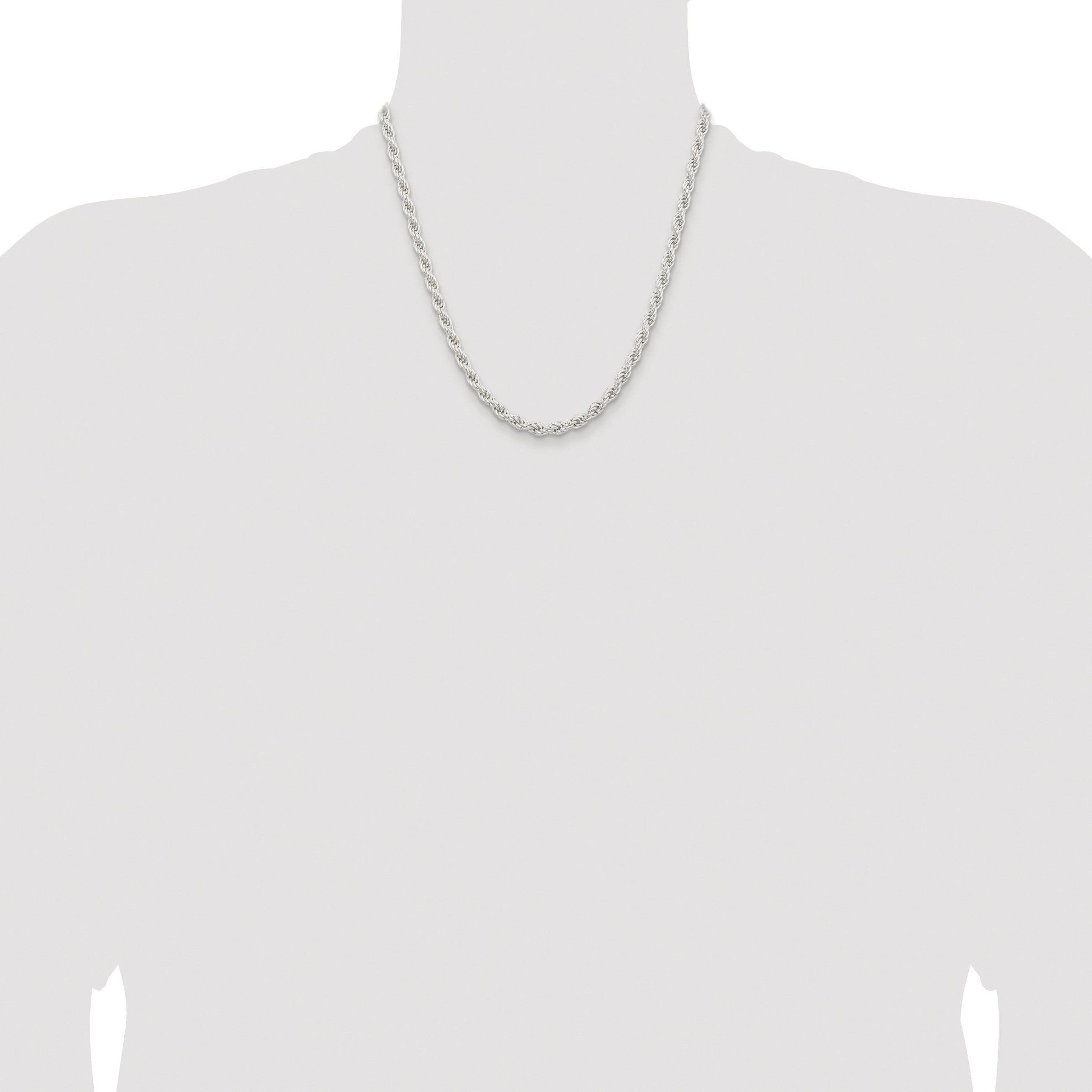 Sterling Silver Rhodium-plated 5mm Solid Rope Chain