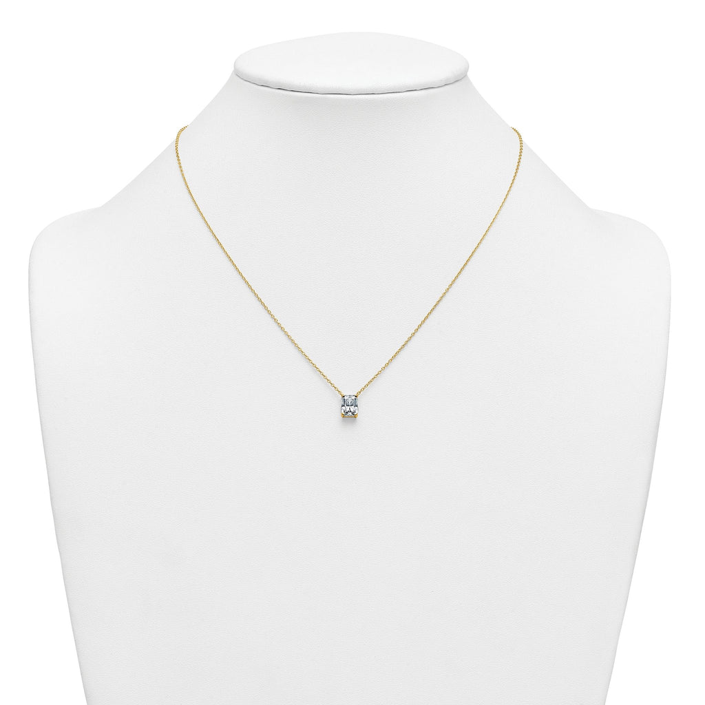 14k 1 1/2 carat Certified Lab Grown Diamond VS+ F+ Radiant Complete 18 inch Four Prong Pendant Necklace