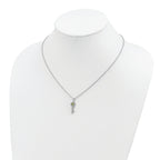 Brilliant Gemstones Sterling Silver with 14K Accent Rhodium-plated Peridot and Diamond Key 18 Inch Necklace with 2 Inch Extender