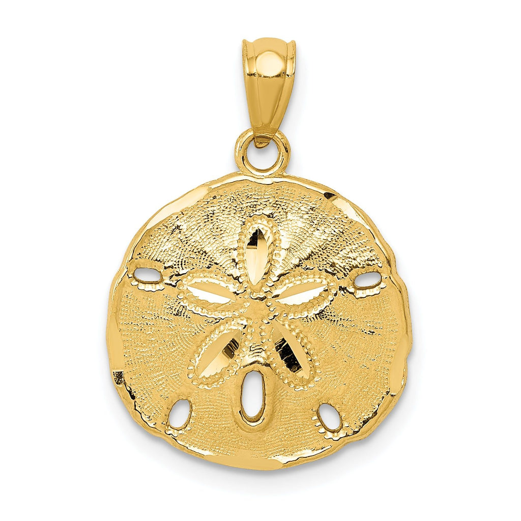 14K Gold Polished Sand Dollar Pendant for Men Elegant Solid Design