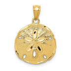 14K Gold Polished Sand Dollar Pendant for Men Elegant Solid Design