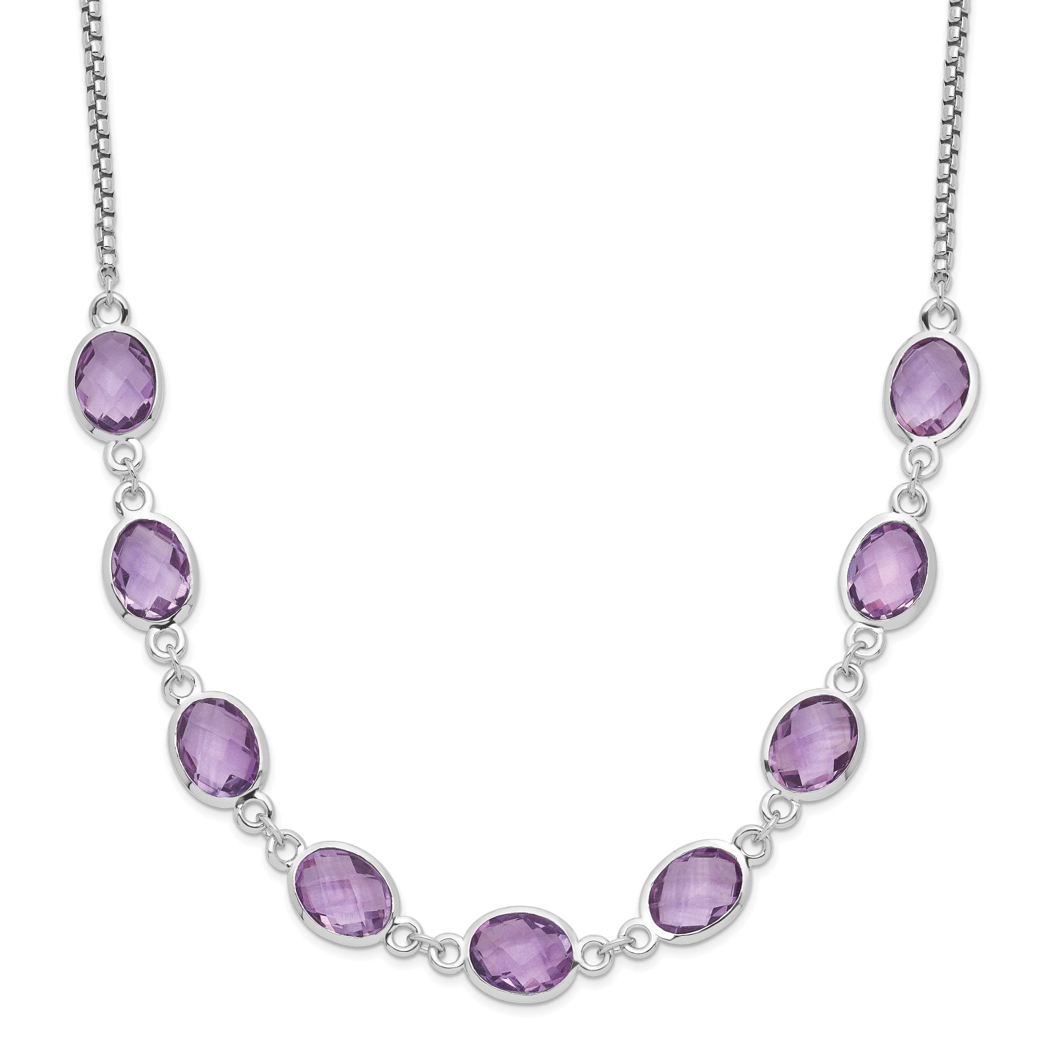 Sterling Silver Rhod-plated 13.5AM Amethyst w/2 in ext. Necklace Main image