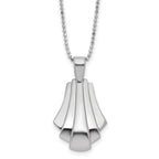 Sterling Silver Rh-Plat Polished Fancy Pendant on Beaded Necklace