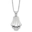 Sterling Silver Rh-Plat Polished Fancy Pendant on Beaded Necklace