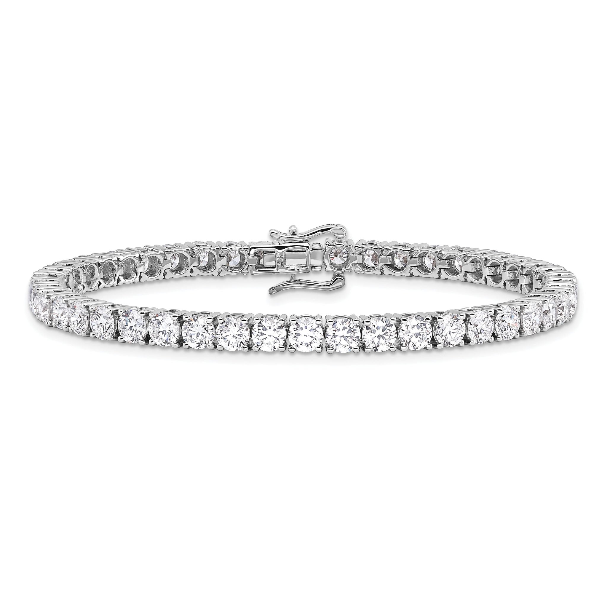 14k White Gold 10 carat Lab Grown Diamond VS/SI+ G+ Round Tennis Bracelet