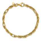 14K Polished and Textured Fancy Link Bracelet