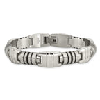 Stainless Steel Brushed and Polished with Black Enamel Bracelet for Men
