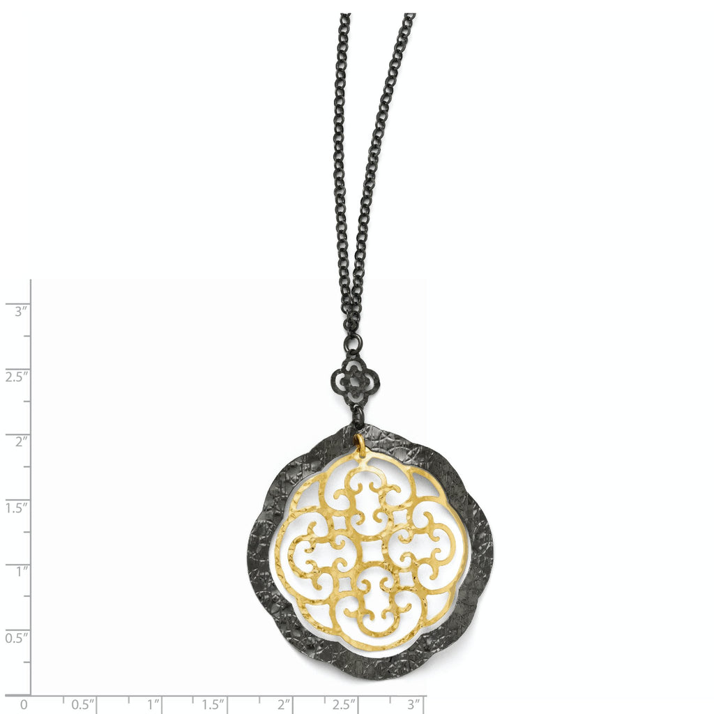 Sterling Silver 14K Two-Tone Necklace with Elegant Themed Pendant