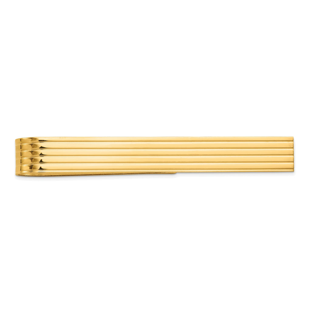 Sophia Jewelers 14K Gold Men's Grooved Polished Tie Bar