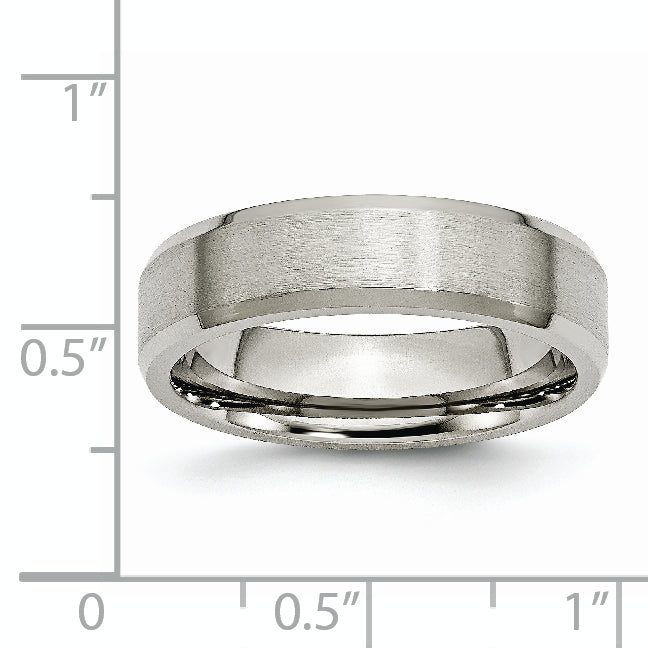 Titanium Brushed with Polished and Beveled Edge 6mm Band