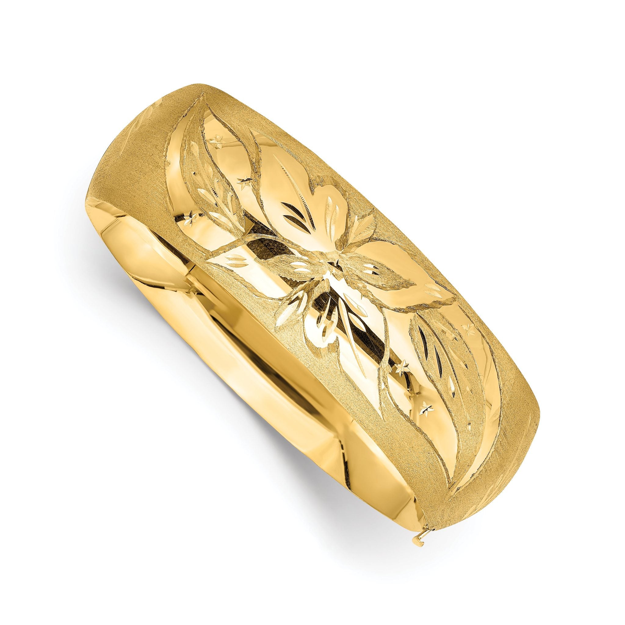 14k 13/16 Florentine Engraved Hinged Bangle Bracelet Main image
