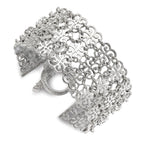 1928 Jewelry Silver-tone Fancy Floral Link 8 inch Toggle Bracelet