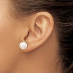 10k 10-11mm White Round Freshwater Cultured Pearl Stud Post Earrings