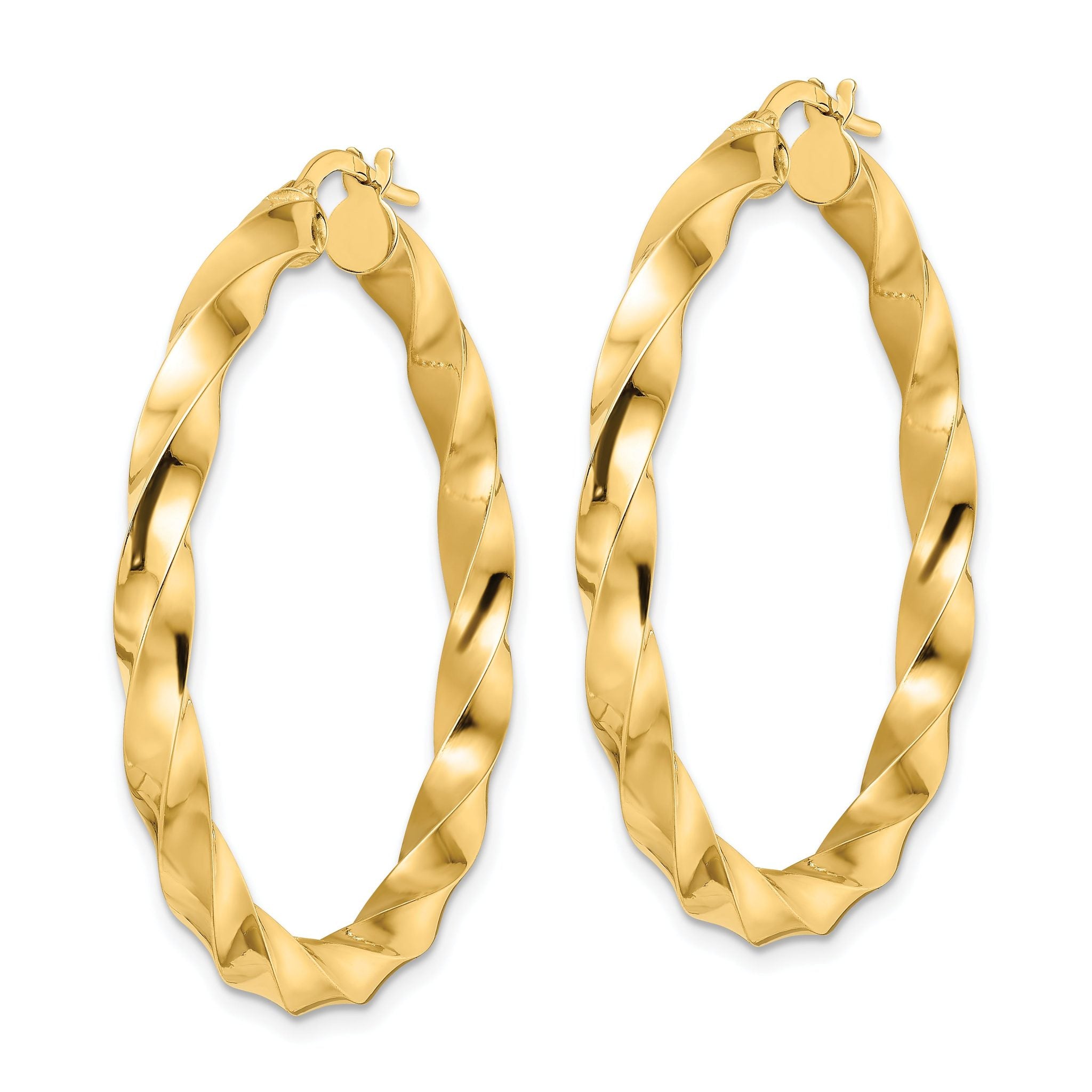 14K Polished Twisted Hoop Earrings Secondary image