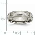 Grooved Wedding Band in Titanium, 6mm