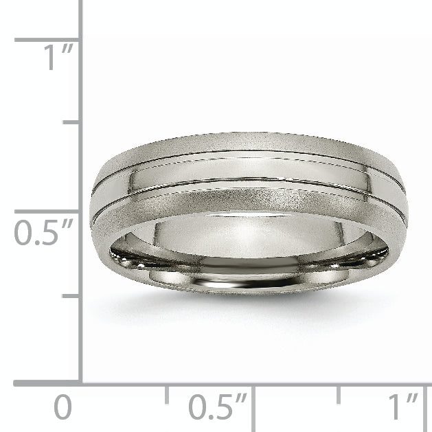 Grooved Wedding Band in Titanium, 6mm