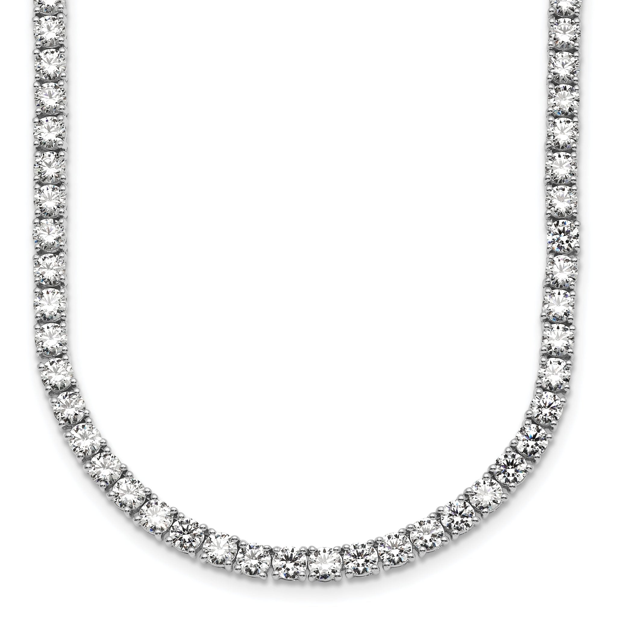 14k White Gold 30 5/8 carat Lab Grown Diamond VS+ F+ Complete Round 24 inch Straight Tennis Necklace