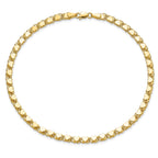 14k Polished Double-Sided Hearts Double Link 10 inch Anklet