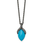 Simulated Turquoise & Marcasite Necklace in Stainless Steel