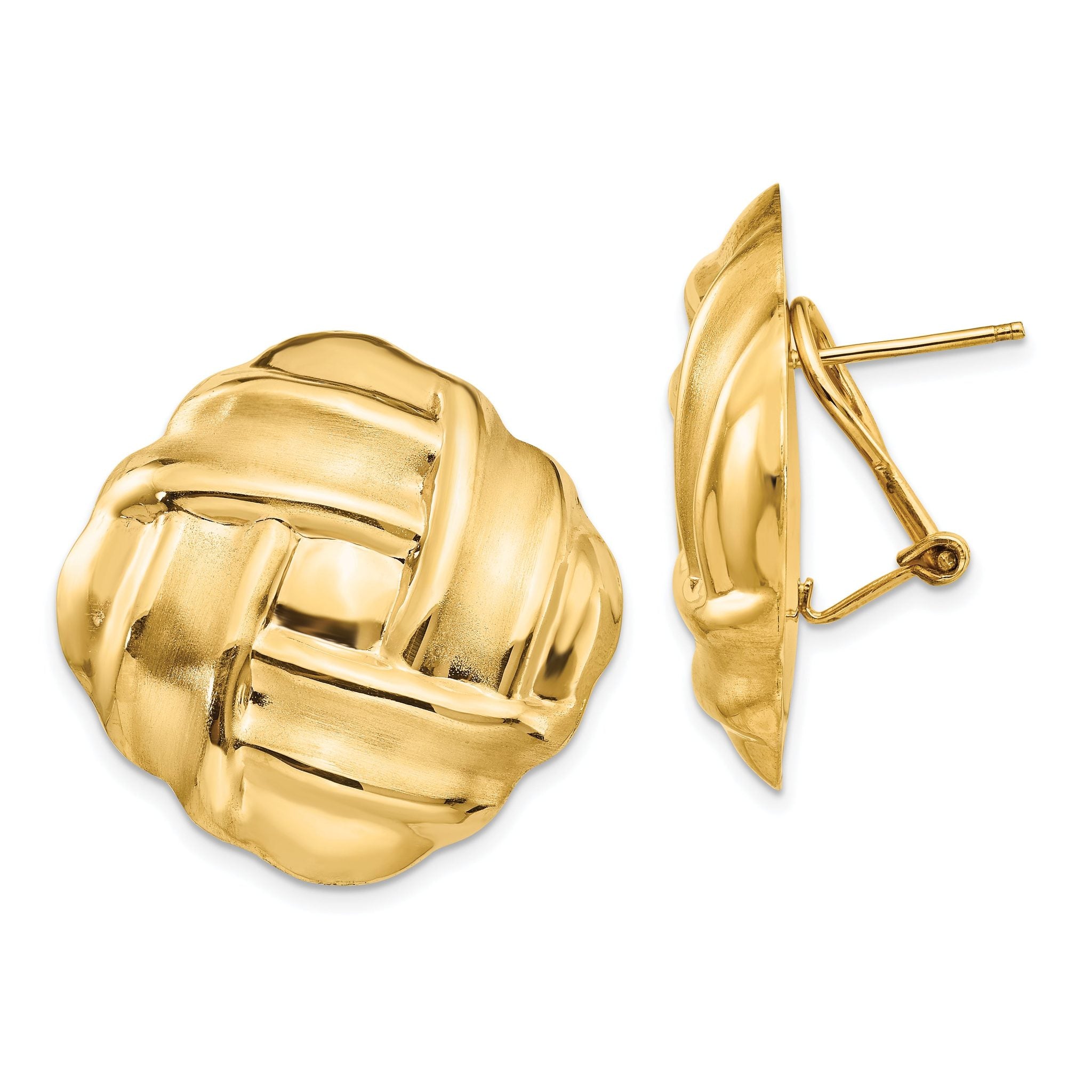 14k Polished & Satin Omega Back Post Earrings Main image
