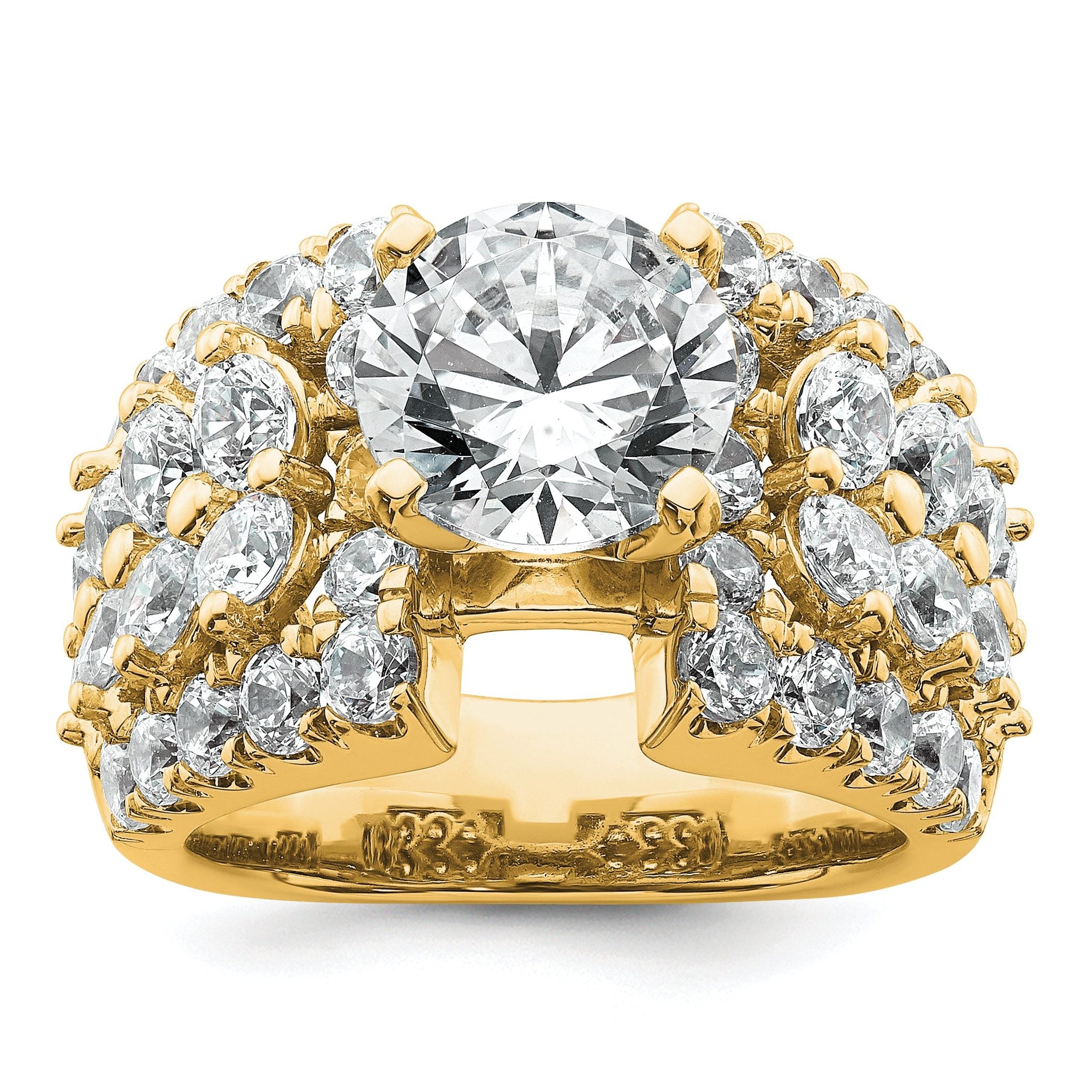 14k 3 3/8 carat Lab Grown Diamond VS/SI+ G+ 3 carat Round Center Semi Mount Engagement Ring Main image