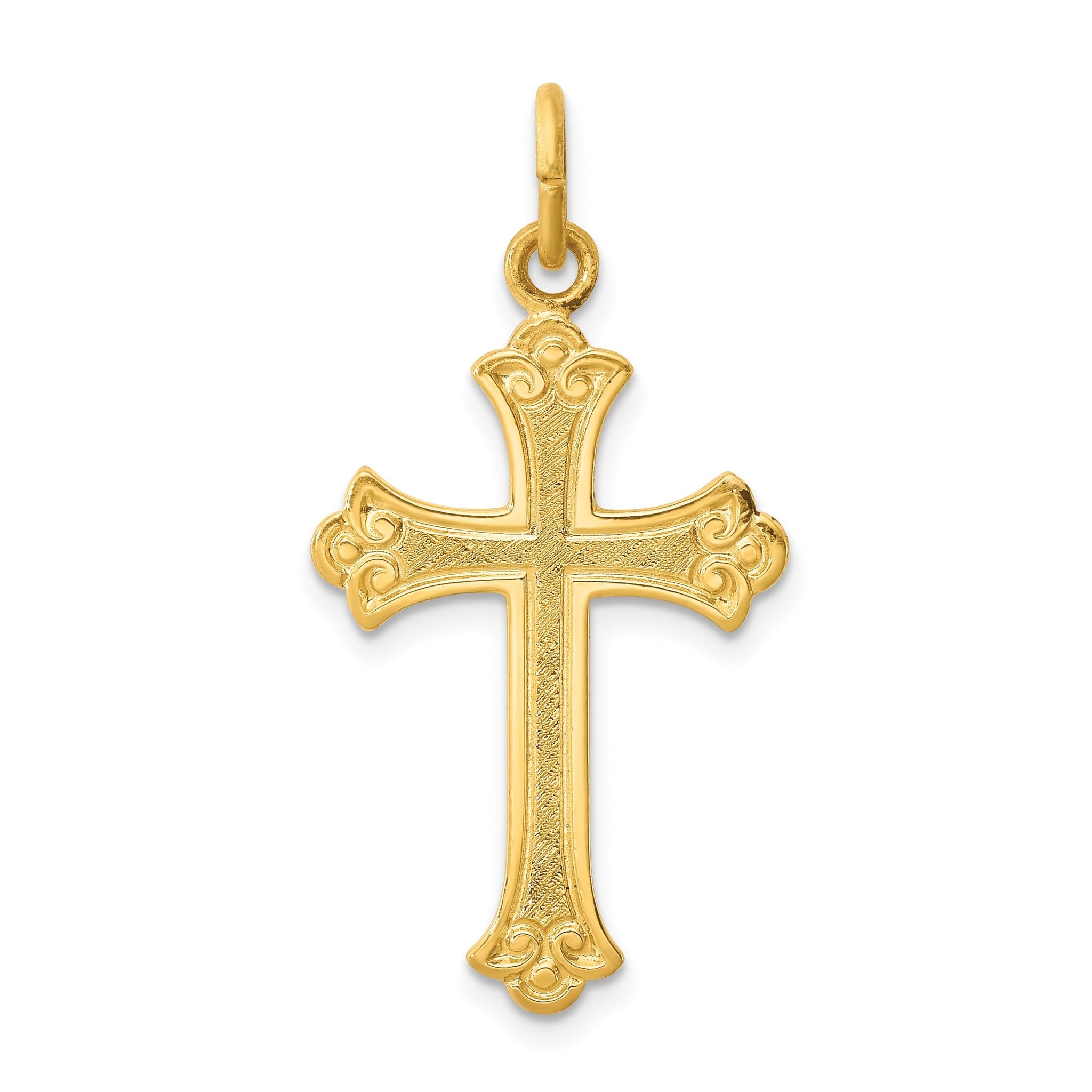 Sterling Silver 24K Gold-Plated Cross Pendant with Polished Finish