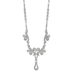 1928 Jewelry Silver-tone Sparkling Clear Crystals from Crystal Teardrop Adjustable 15 inch Vintage Style Necklace with 3 inch extension